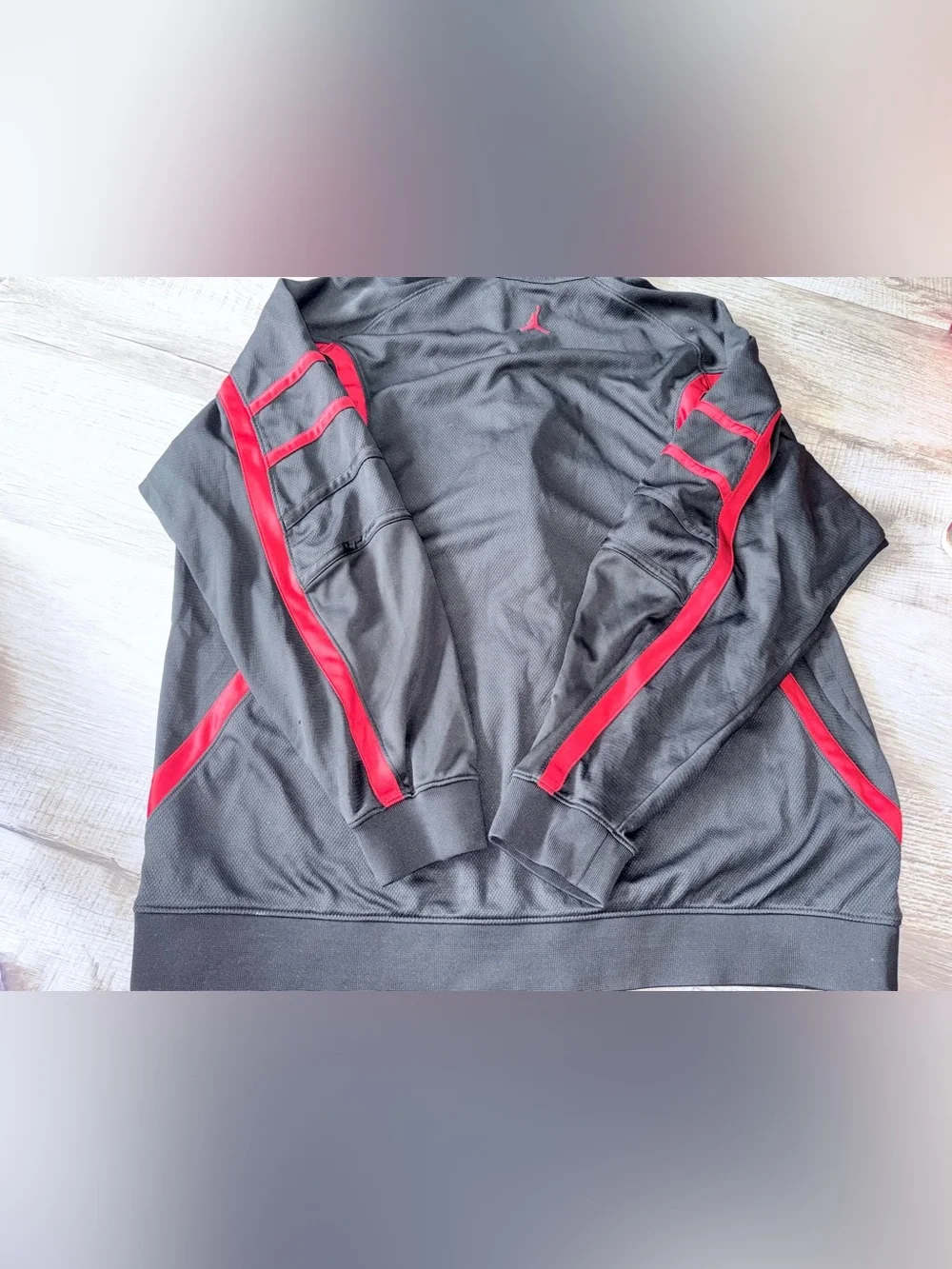 VTG Jordan Jacket Mens 2XL Black Red Full Zip Track Warm Up NBA Basketball Y2K